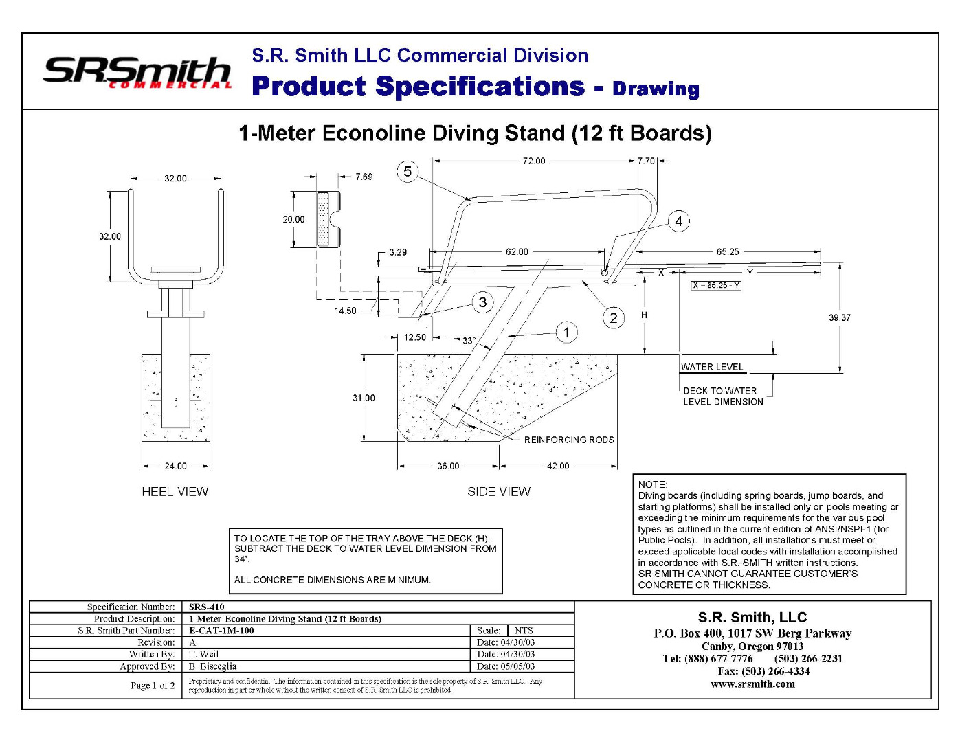 Econoline 1 Meter Diving Towers S.R. Smith Products