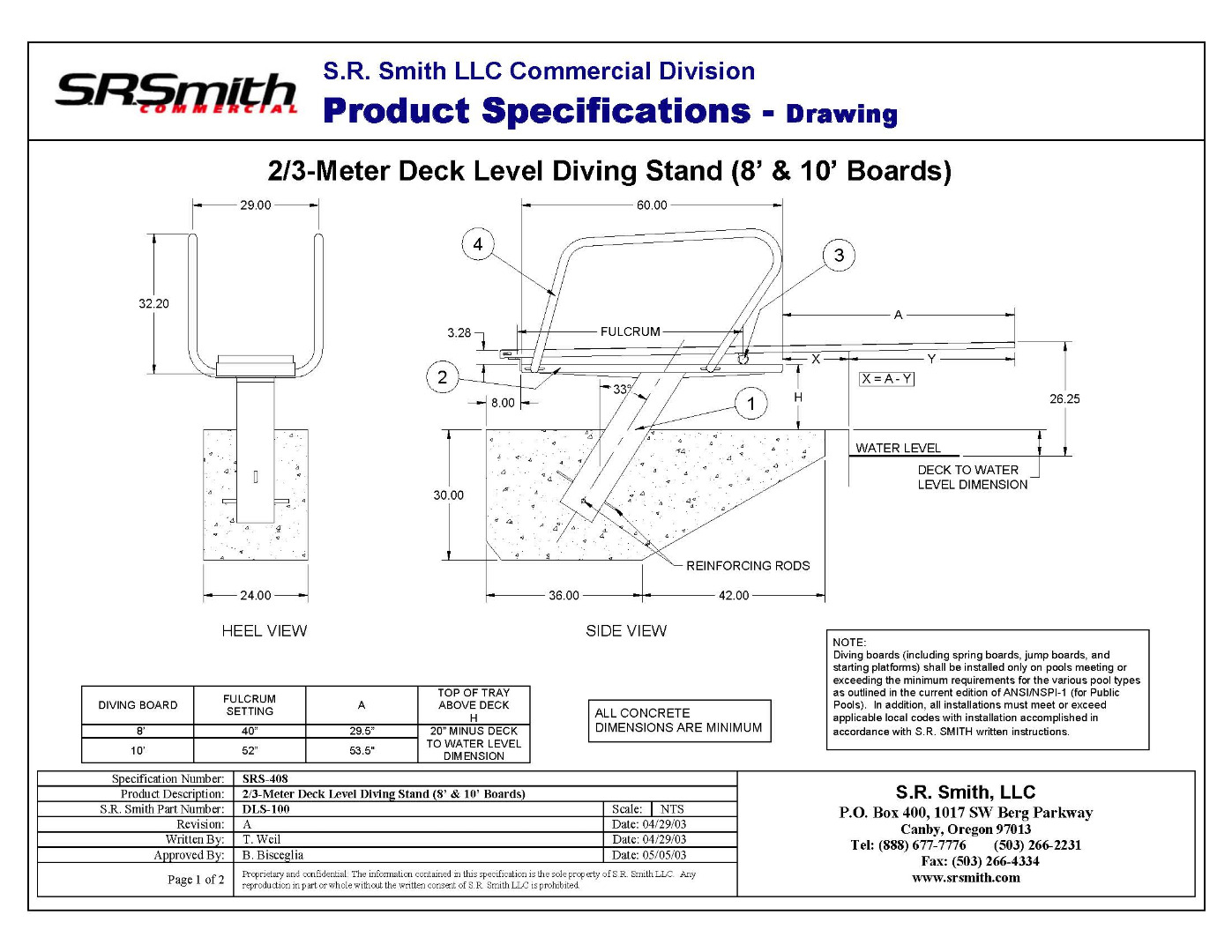 2/3 Meter Diving Tower Official S.R. Smith Products