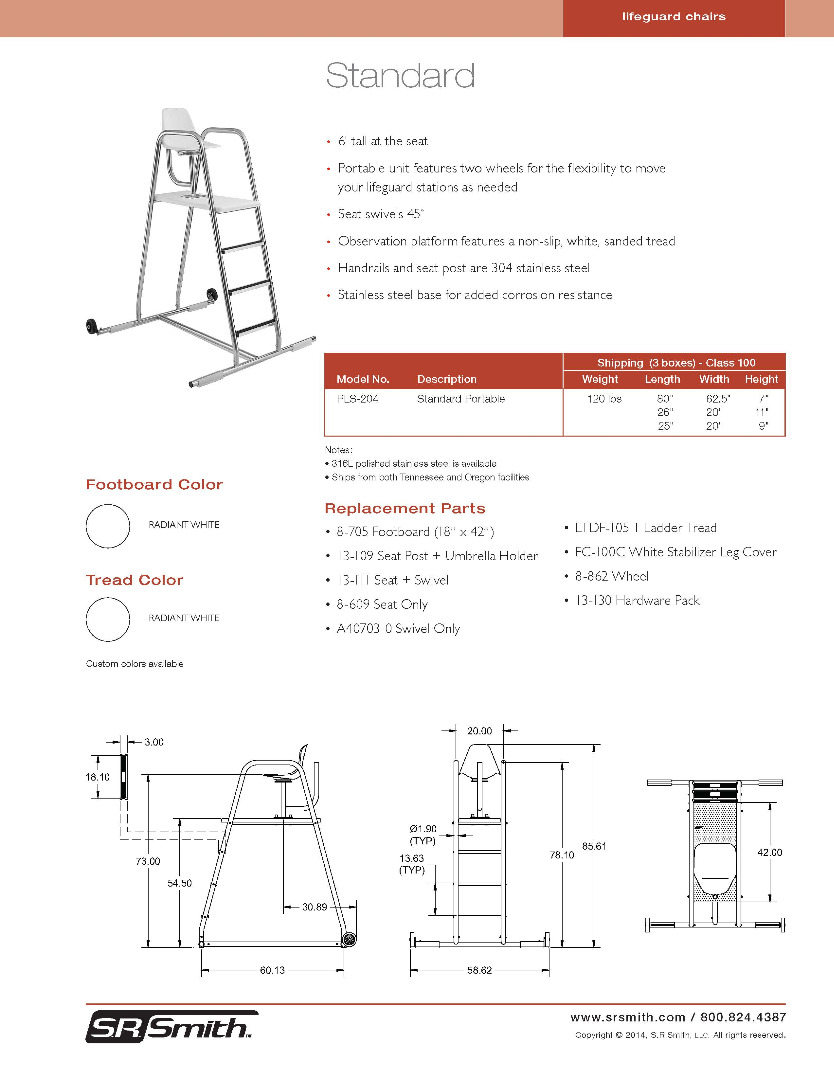 PLS 204 Standard Lifeguard Chair - S.R. Smith Products