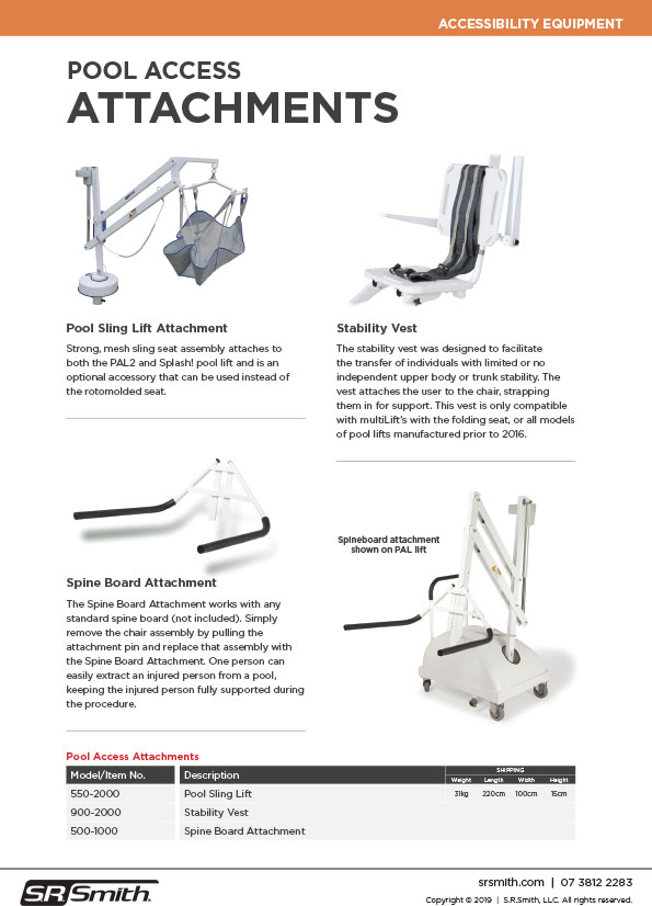 Pool Lift Sling Seat S R Smith Australia
