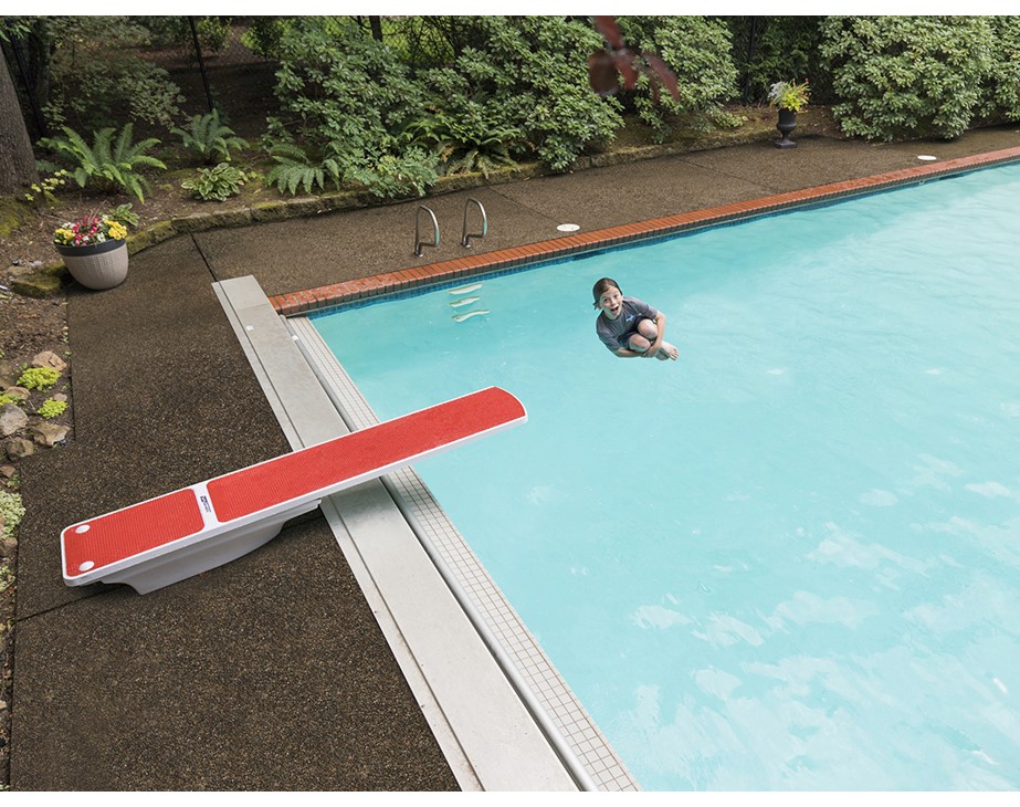 Red TrueTread Diving Board with Boy Doing a Cannonball Thumbnail for Red TrueTread Diving Board with Boy Doing a Cannonball