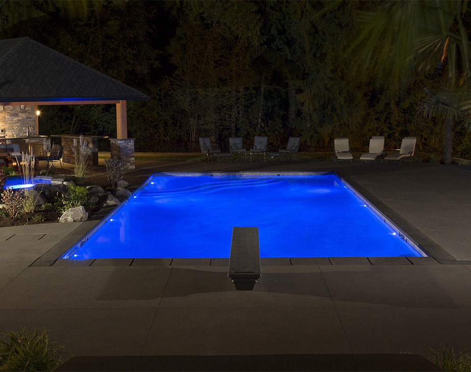 pool at night with lights